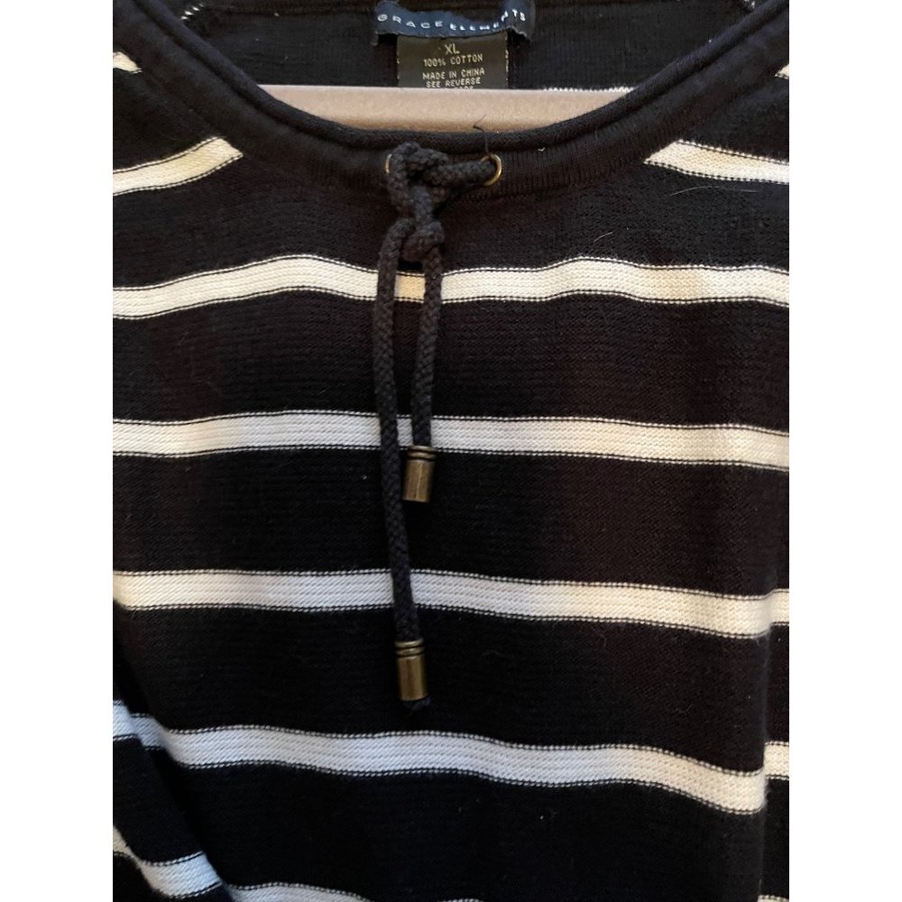 Grace Elements Knit sweater size XL black white‎ striped - Picture 3 of 7